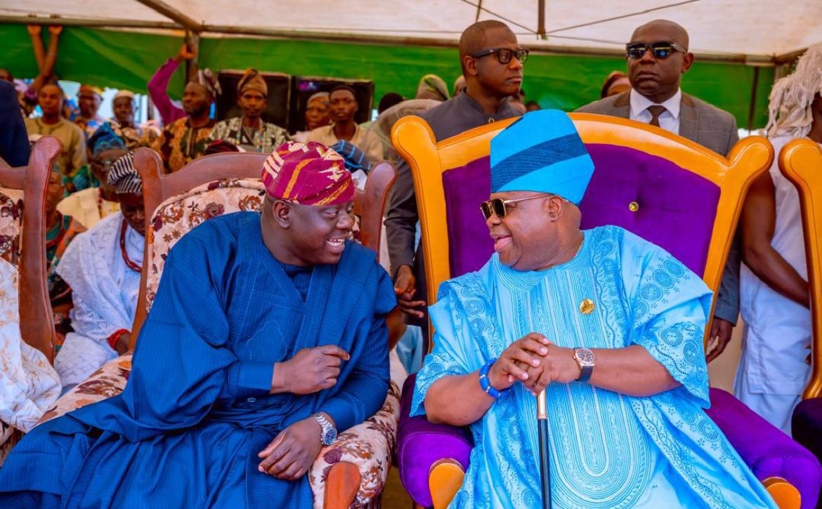 Governor Adeleke greets Hon. Lanre Oladebo on his birthday